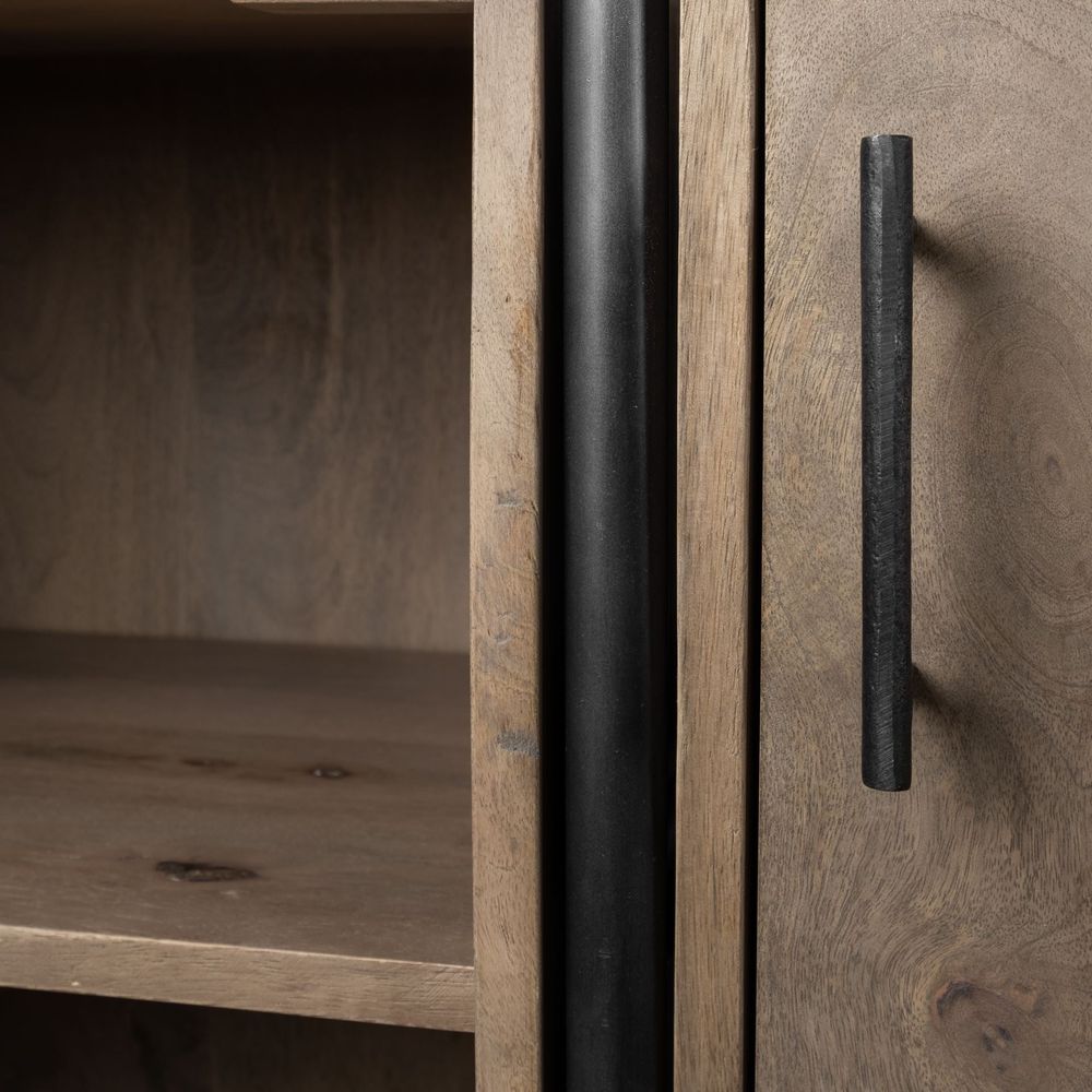 Maximus Brown Wood | Black Metal Shelving Unit