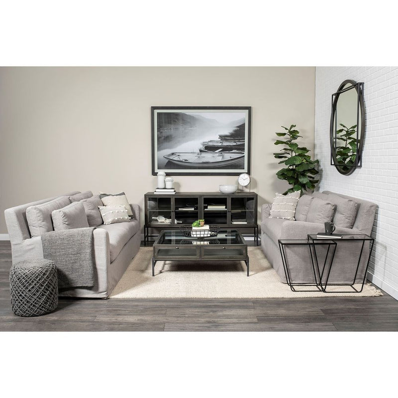 Alternate view of Hendrix Black-Brown Wood | Black Metal Sideboard in black-brown and charcoal.