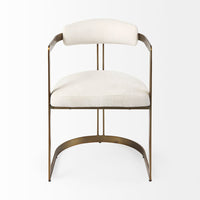 Derek Cream Fabric | Gold Metal Dining Chair, shown in cream and antique gold with textured fabric and metal.