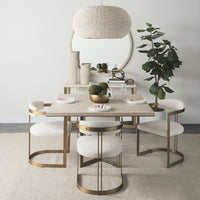 Alternate view of Derek Cream Fabric | Gold Metal Dining Chair in cream and antique gold.