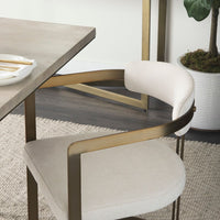 Additional view of Derek Cream Fabric | Gold Metal Dining Chair in cream and antique gold.