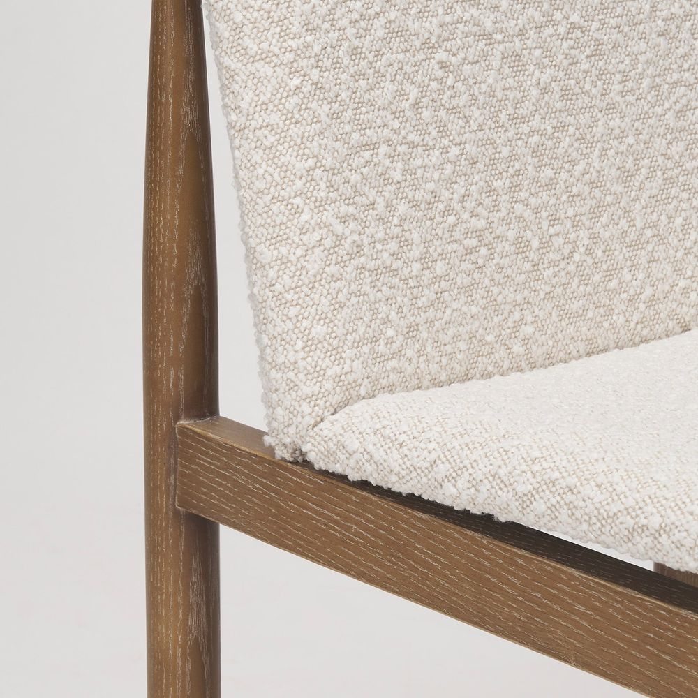 Birch Cream Bouclé Fabric | Light Brown Wood Dining Chair