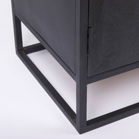 Garrick Black & Brown Wood | Black Metal Accent Cabinet