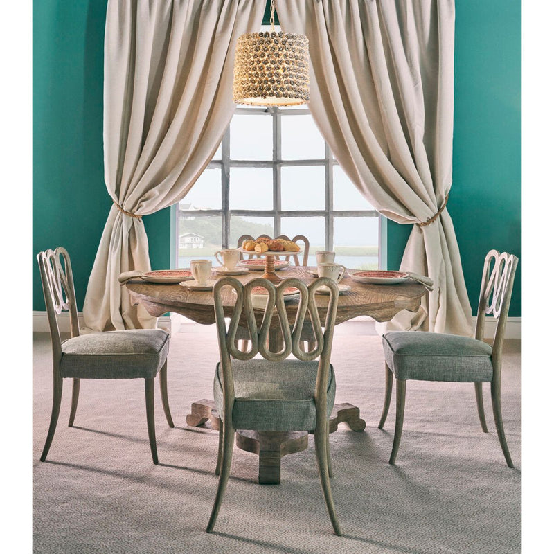 Alternate view of Ampney Side Chair, featuring upholstered seat, wood, fabric, and armless side chair.