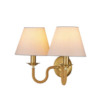 Alternate view of Adala Brass Wall Sconce in brushed brass gold and warm ivory.