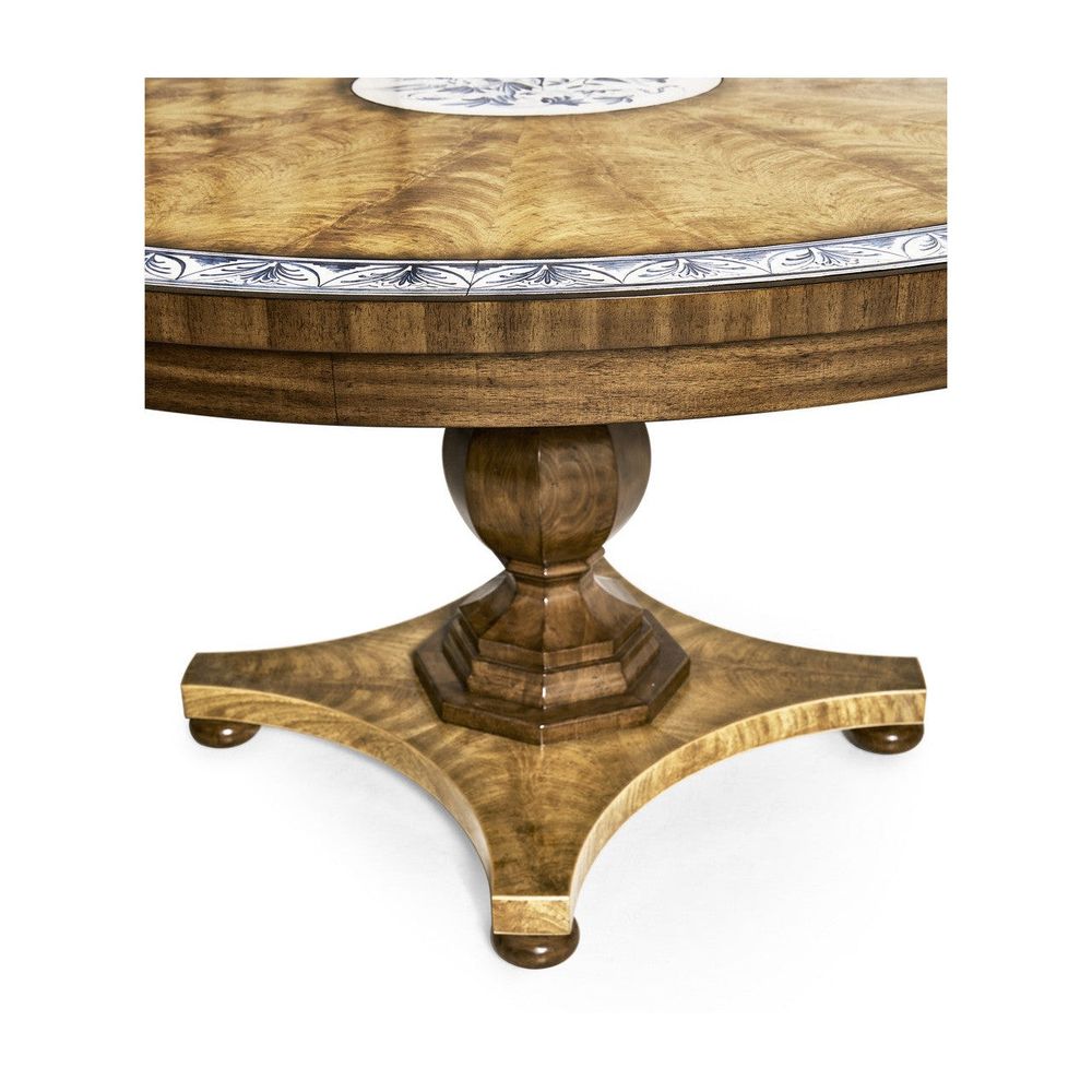 Additional view of Vermeer Round Pedestal Dining Table in honey oak and golden amber.