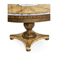 Additional view of Vermeer Round Pedestal Dining Table in honey oak and golden amber.