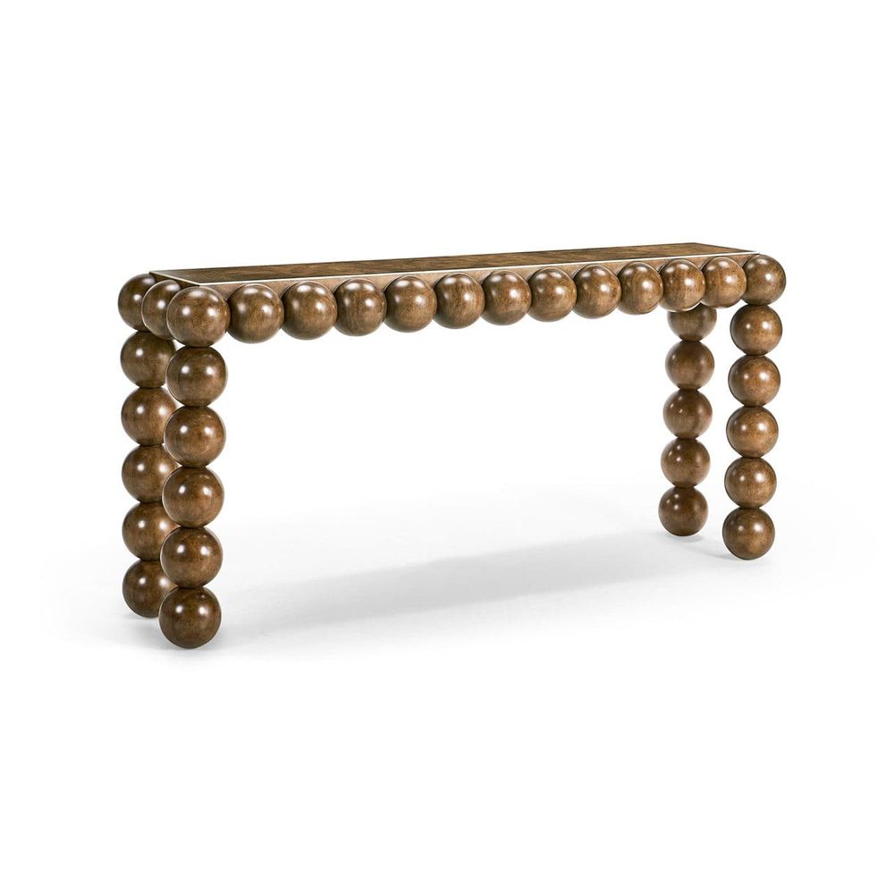 Additional view of Orb Console Table, featuring satin sheen finish, wood, and a flat rectangular console top.