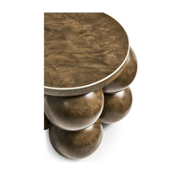 Additional view of Orb Round Accent Table, featuring polished finish, wood, and fixed circular tabletop.