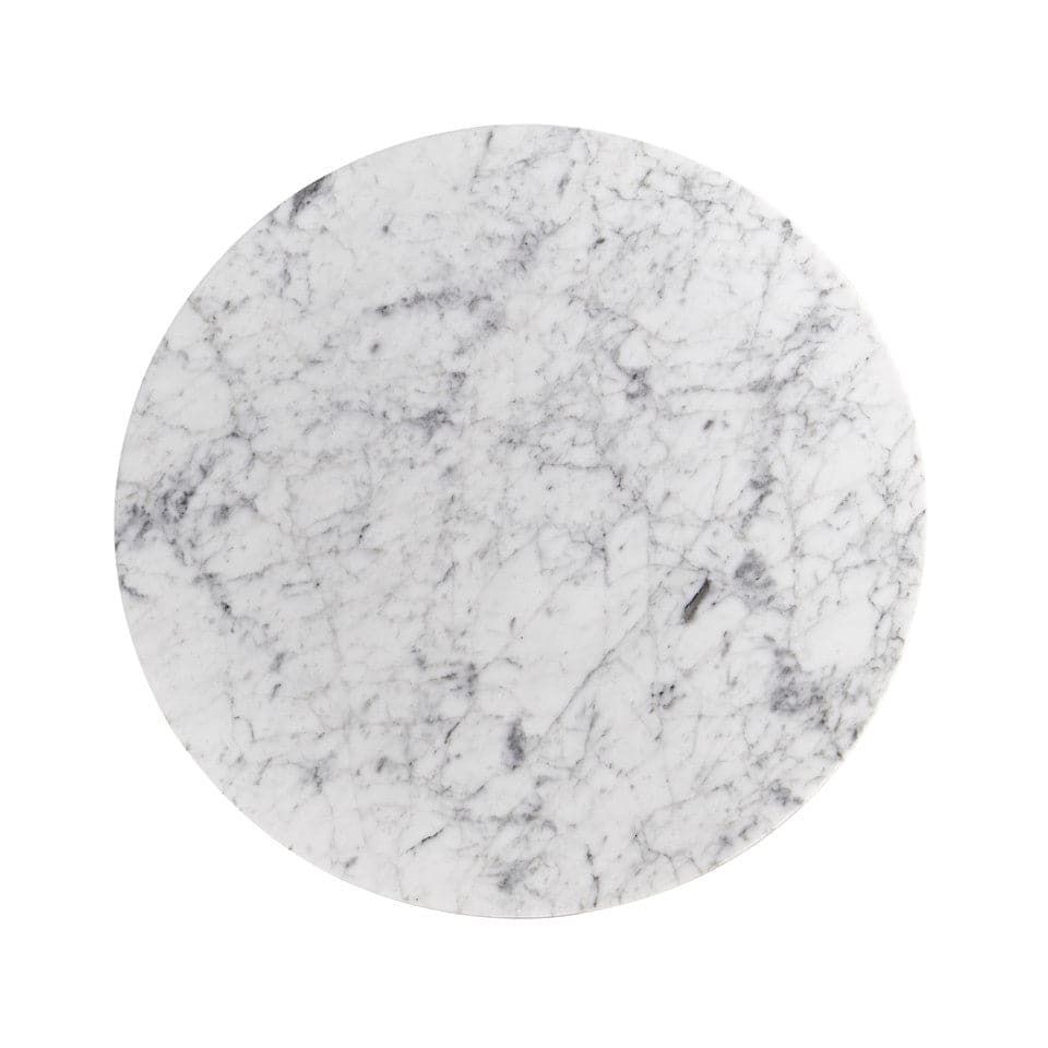Additional view of Rook Round Cocktail Table, featuring polished stone finish, marble, wood, and a round cocktail surface.