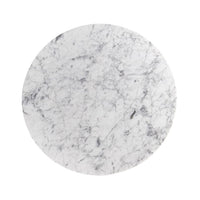 Additional view of Rook Round Cocktail Table, featuring polished stone finish, marble, wood, and a round cocktail surface.