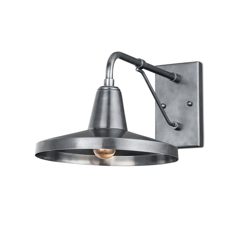 Mariner Silver Outdoor Wall Sconce, shown in antique silver and gray with metal and a wall-mounting backplate.