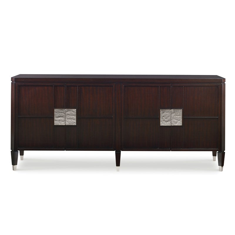Chester Sideboard, shown in dark espresso brown and deep mahogany with wood, metal, and enclosed cabinet storage.