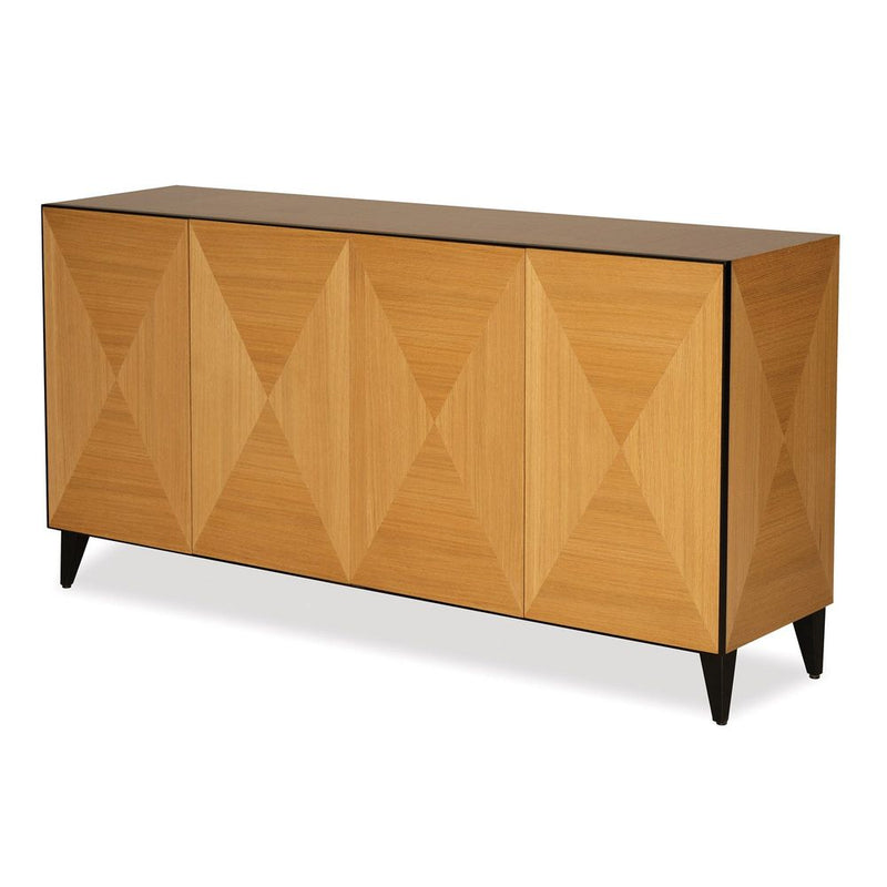 Alternate view of Fletcher Cabinet, featuring matte finish, wood veneer, solid wood, and four-door cabinet storage.