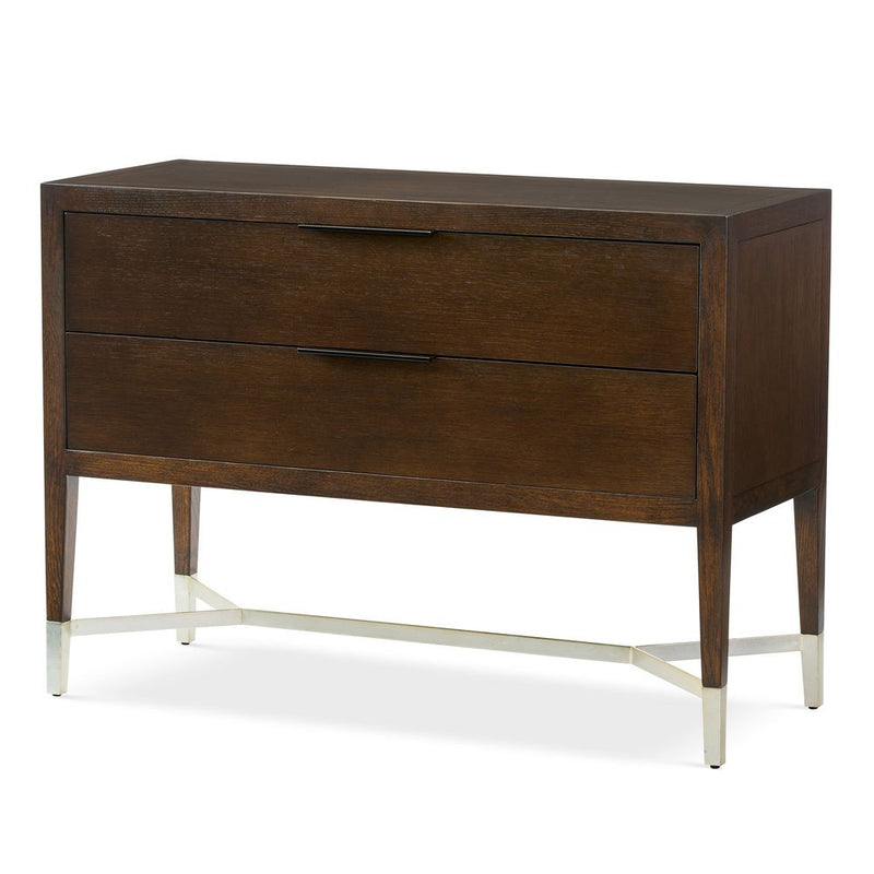 Alternate view of Spencer Chest, featuring matte finish, wood, metal, and two full-width drawers.