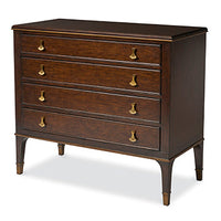 Alternate view of Whitehaven Chest, featuring wood, brass, and four full-width drawers.