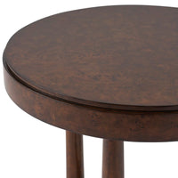 Additional view of Baroque End Table in dark brown and espresso, featuring polished finish and fixed round top.