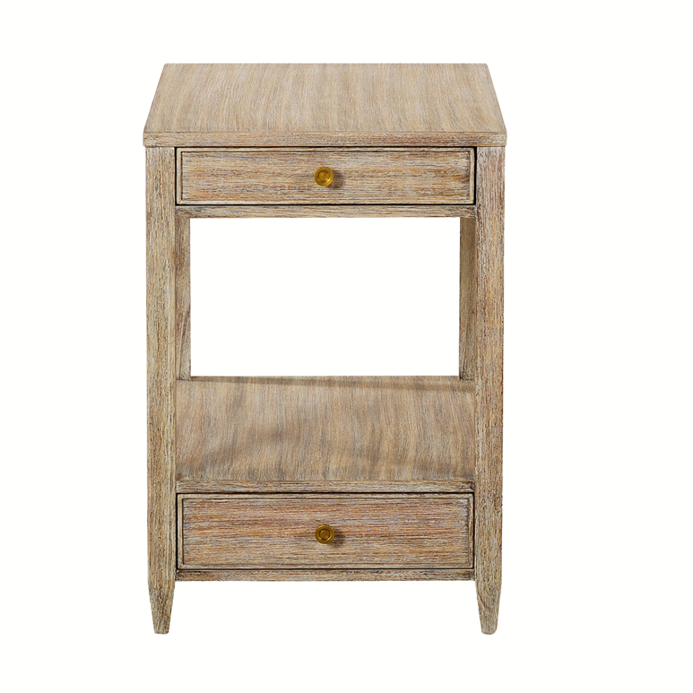 Additional view of Westone Side Table in light weathered oak beige and warm taupe-gray wood.