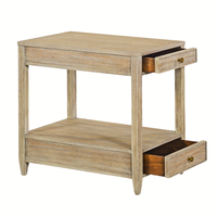 Alternate view of Westone Side Table in light weathered oak beige and warm taupe-gray wood.