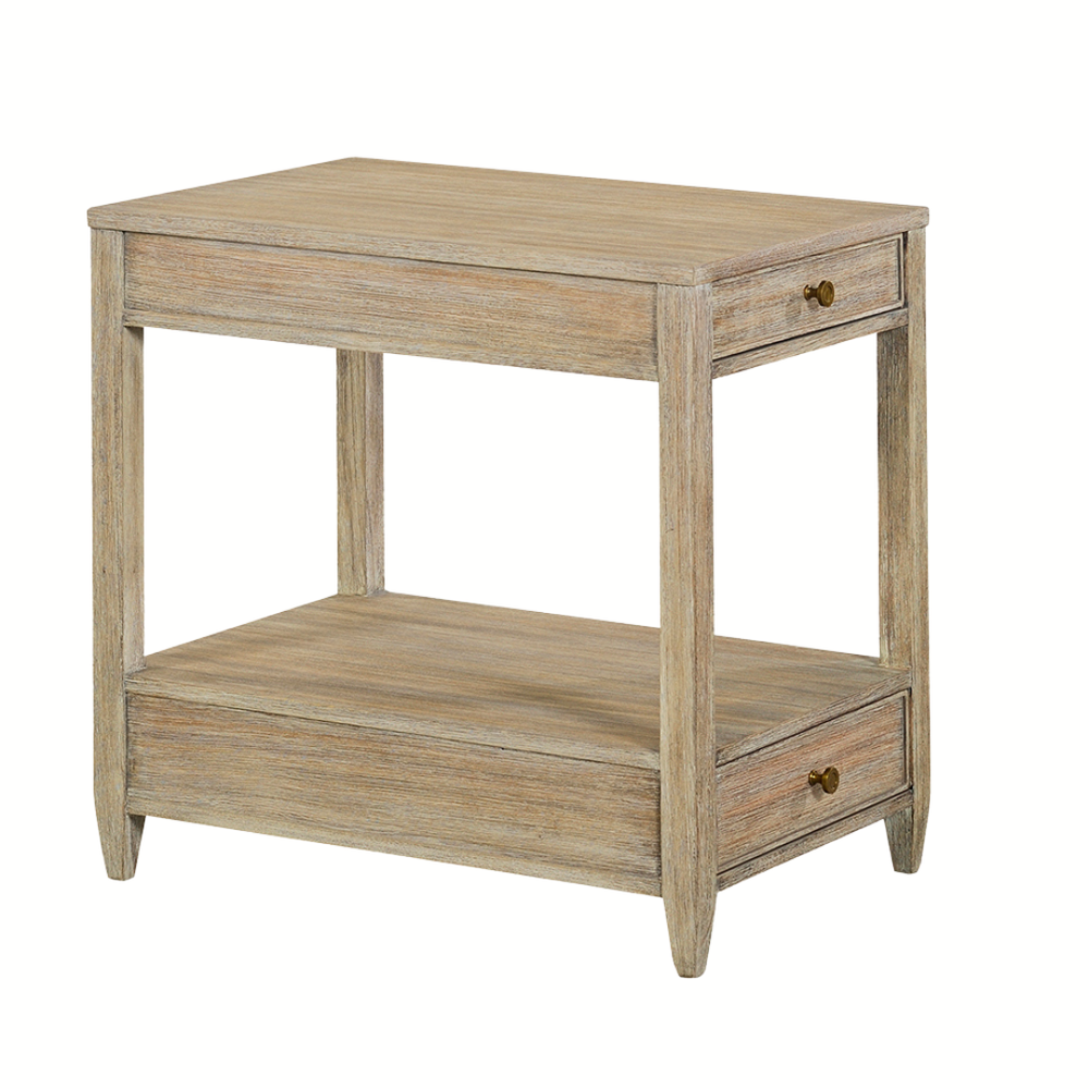 Westone Side Table, shown in light weathered oak beige and warm taupe-gray wood with acacia wood solids and wood veneer.