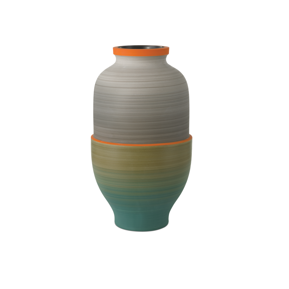 Happy 80's Gray, Beige, Orange & Blue Vase Set of 3