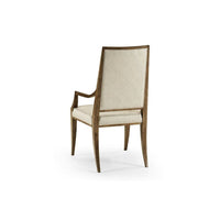 Alternate view of Barcelona Arm Chair, featuring matte upholstery finish, wood, fabric, and fixed arms.