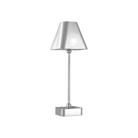 Gadabout Nickel Cordless Table Lamp, shown in silver with metal, nickel, and cordless operation.