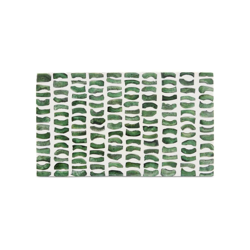 Additional view of Emerald Box Set of 2 in green and white, featuring glossy finish and lidded storage compartments.