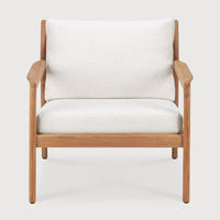 Jack Outdoor Lounge Chair - Off White, Teak view