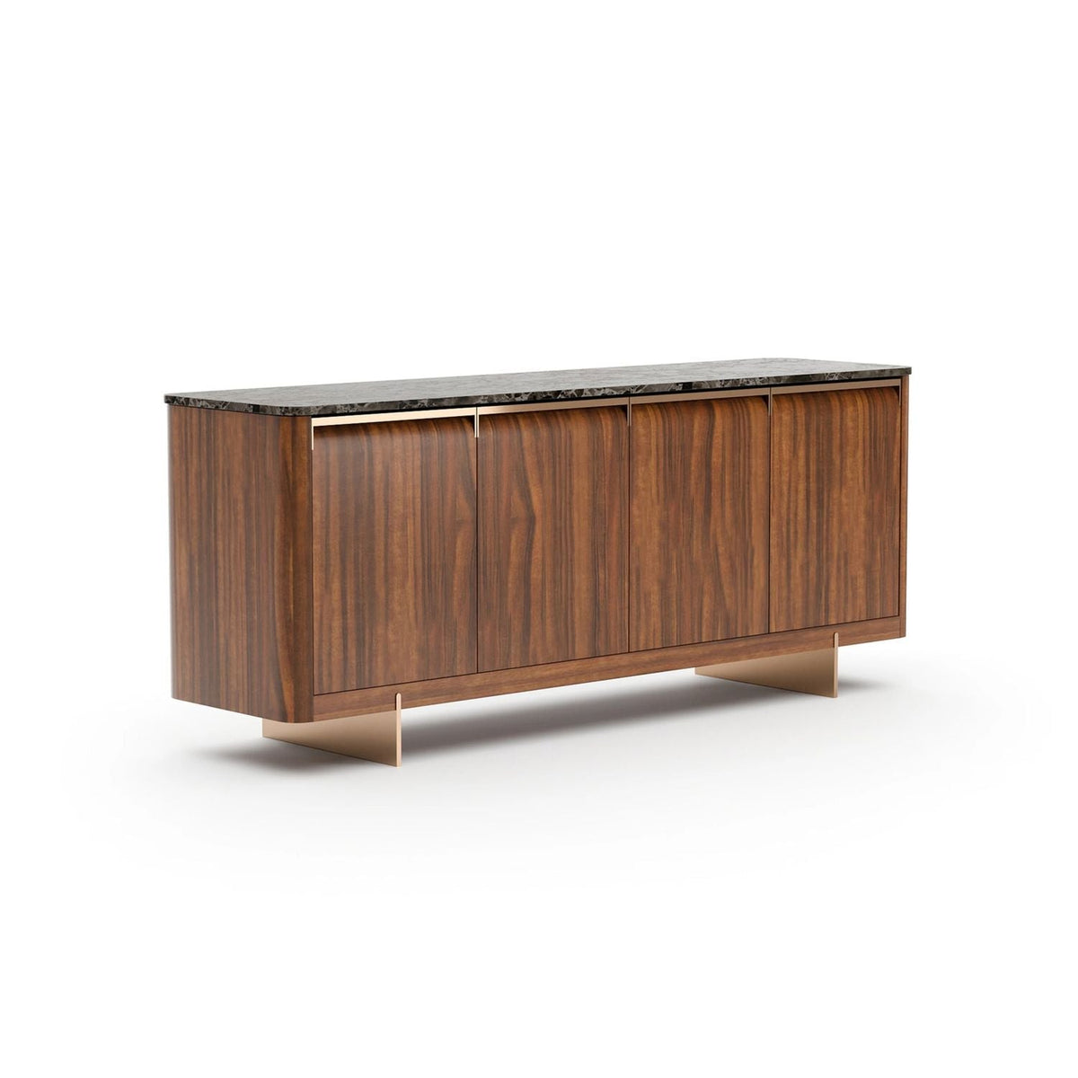 Alternate view of Altura Stone Top Sideboard 78.25 in warm medium brown and dark charcoal black.