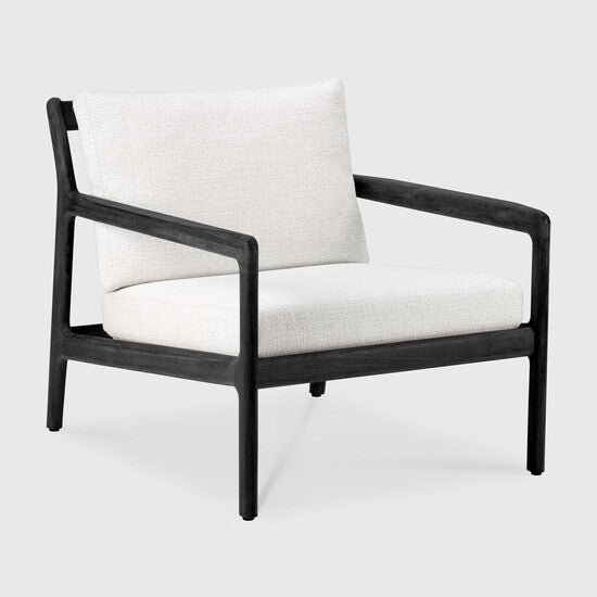 Jack Outdoor Lounge Chair - Off White, Teak black view