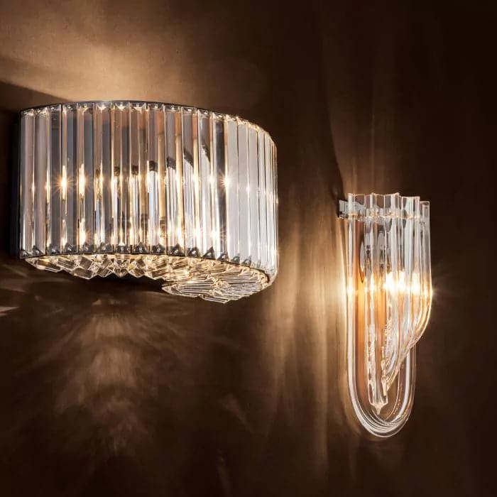 Alternate view of Wall Lamp Greco, featuring polished finish, glass, crystal, and wall-mounting hardware.