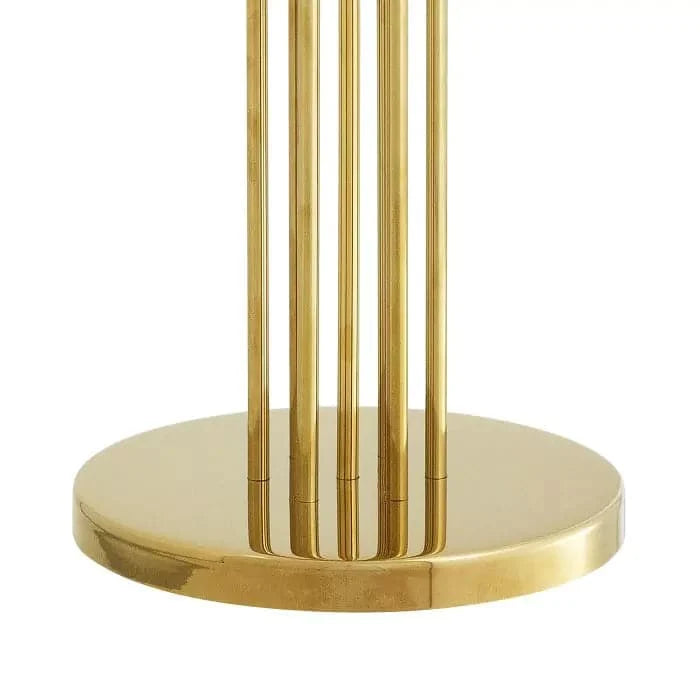 Alternate view of Floor Lamp Lorenzo, featuring polished brass finish, metal, glass, and a drum shade.