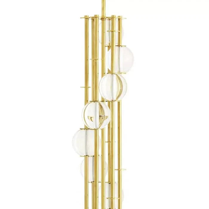 Additional view of Floor Lamp Lorenzo in gold and white, featuring polished brass finish and a drum shade.