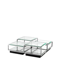 Alternate view of Coffee Table Tortona Set of 4 in gold and chrome with clustered stepped square geometric set.