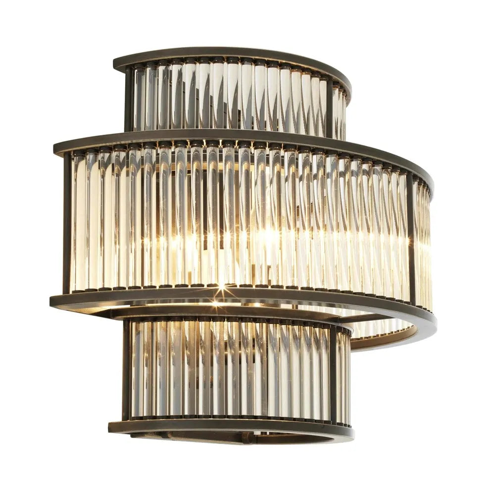 Wall Lamp Mancini, shown in clear and bronze with glass, metal, and wall-mounting hardware.