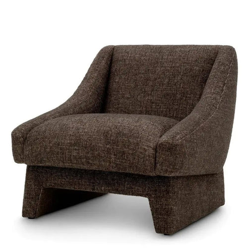 Chair Valore Renato Brown, shown in dark brown and chocolate brown with woven upholstery fabric and bouclé-like textile.