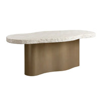 Additional view of Idris Freeform Oval Dining Table in ivory and champagne bronze.
