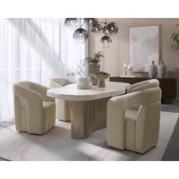Alternate view of Idris Freeform Oval Dining Table in ivory and champagne bronze.