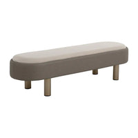 Alternate view of Odella Bench in warm taupe and off-white cream.