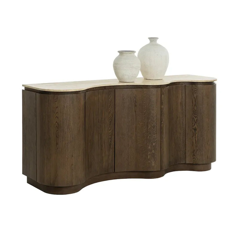 Alternate view of Fable Sideboard in dark brown and light beige.