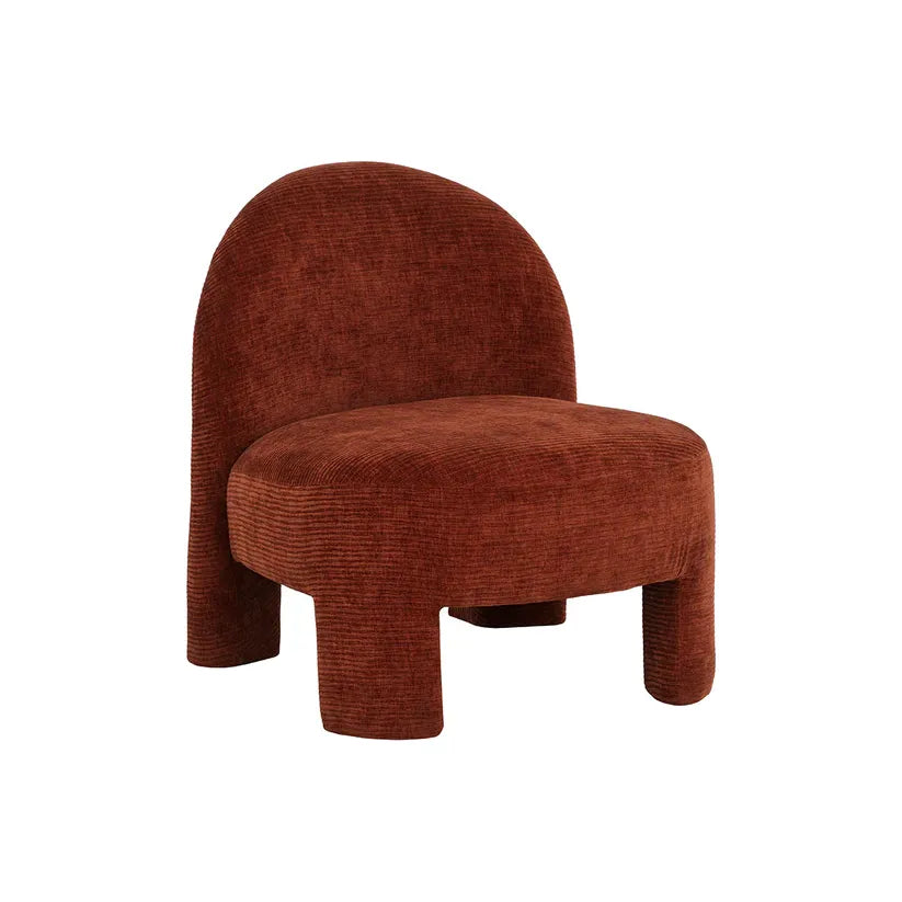 Alternate view of Myrtle Lounge Chair, featuring fully upholstered, corduroy fabric, upholstery fabric, and armless design.