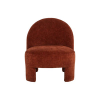 Myrtle Lounge Chair, shown in rust-brown and terracotta with corduroy fabric, upholstery fabric, and armless design.