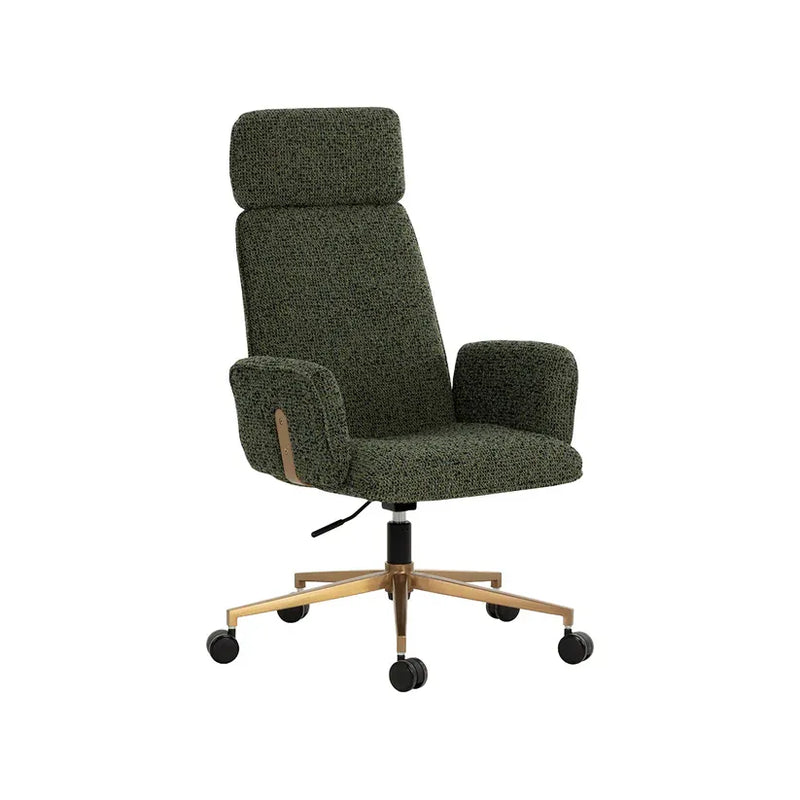 Alternate view of Kalev Office Chair in dark green and olive green.
