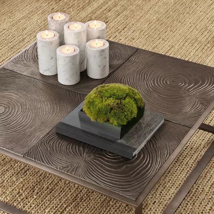 Alternate view of Tealight Holder Tobor set of 2, featuring polished finish, marble, and recessed tealight well.