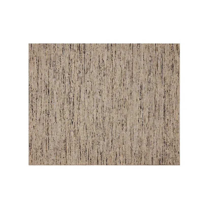 Terena Hand-woven Rug, shown in beige and taupe with wool, cotton, and hand-woven construction.