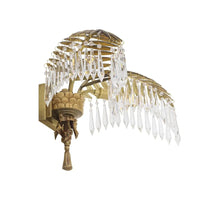 Alternate view of Wall Lamp Hildebrandt, featuring antiqued gilt finish, metal, crystal, and a wall-mounting backplate.