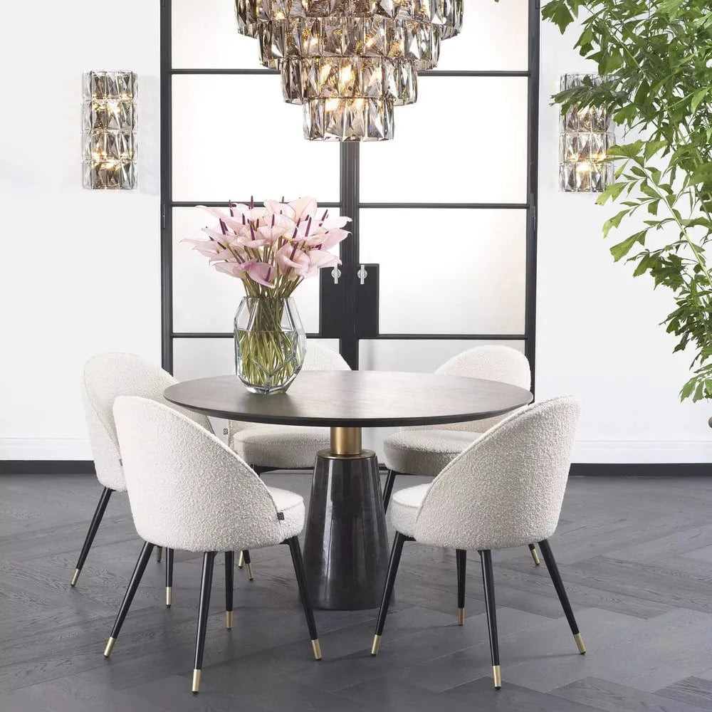 Alternate view of Genova Dining Table in medium brown and dark gray-brown.