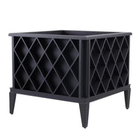 Planter Ocean Club, shown in black and white with metal and openwork lattice sides.