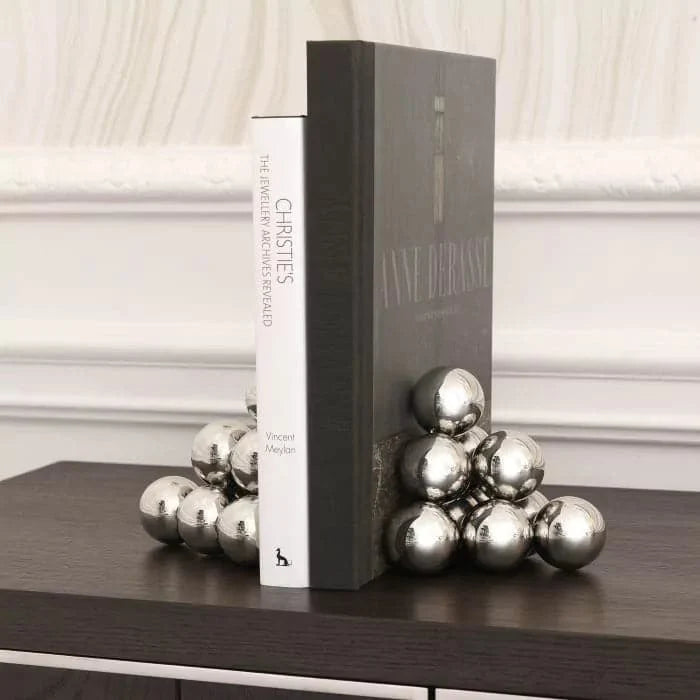 Alternate view of Bookend Carioca set of 2 nickel finish in silver and nickel.